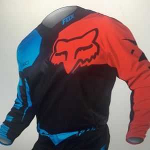 Fox red black and blue jersey dirt bike